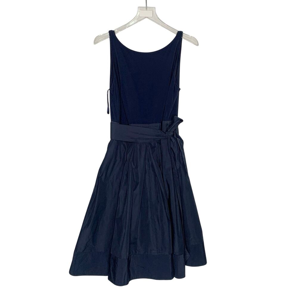 Lauren Ralph Lauren Sleeveless Navy Cocktail Dress 10 Taffeta Skirt Fit Flare